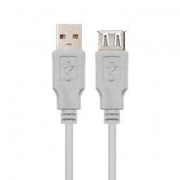 Cable Alargador USB 2.0 Nanocable 10.01.0202/ USB Macho - USB Hembra/ 1m/ Beige - Imagen 1
