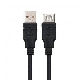 Cable Alargador USB 2.0 Nanocable 10.01.0202-BK/ USB Macho - USB Hembra/ 1m/ Negro - Imagen 1
