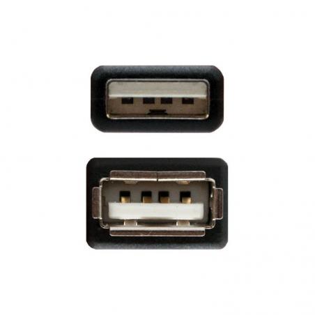 Cable Alargador USB 2.0 Nanocable 10.01.0203-BK/ USB Macho - USB Hembra/ 1.8m/ Negro - Imagen 3