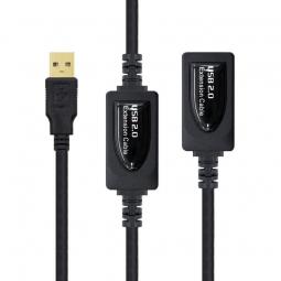 Cable Alargador USB 2.0 Nanocable 10.01.0213/ USB Macho - USB Hembra/ 15m/ Negro - Imagen 1