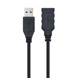 Cable Alargador USB 3.0 Nanocable 10.01.0901-BK/ USB Macho - USB Hembra/ 1m/ Negro - Imagen 1