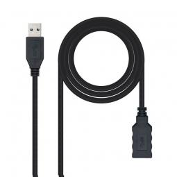 Cable Alargador USB 3.0 Nanocable 10.01.0902-BK/ USB Macho - USB Hembra/ 2m/ Negro - Imagen 1