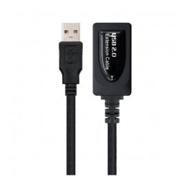 Cable Alargador USB 2.0 Nanocable 10.01.0211/ USB Macho - USB Hembra/ 5m/ Negro - Imagen 1