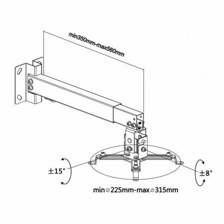 Soporte de Techo/ Pared para Proyector Aisens CWP01TSE-049/ Inclinable-Extensible/ hasta 20kg - Imagen 4