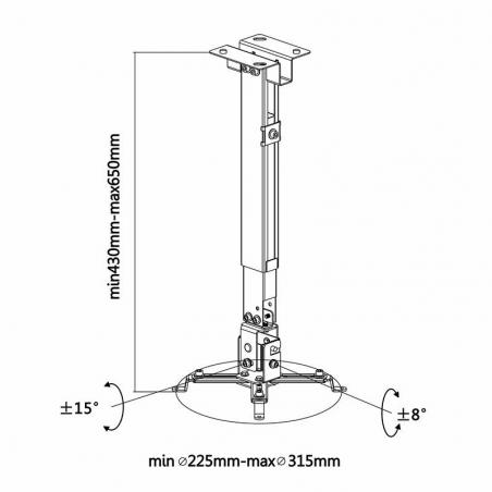Soporte de Techo/ Pared para Proyector Aisens CWP01TSE-049/ Inclinable-Extensible/ hasta 20kg - Imagen 5