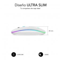 Ratón Inalámbrico por Bluetooth Subblim LED Dual Flat/ Batería recargable/ Hasta 1600 DPI/ Blanco - Imagen 4