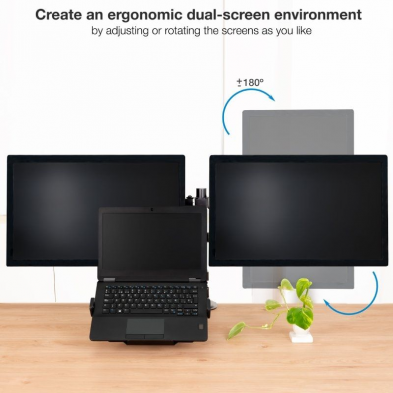 Soporte para 2 Monitores y 1 Portátil TooQ DB1202TN-B/ hasta 9kg