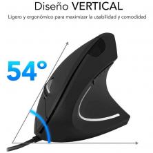 Ratón Ergonómico Subblim Glide Vertical Ergo Wired/ Hasta 1600 DPI/ Negro