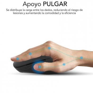 Ratón Ergonómico Inalámbrico por Bluetooth/ 2.4GHz Subblim Curve Ergo Dual Battery/ Batería recargable/ Hasta 1600 DPI/ Negro