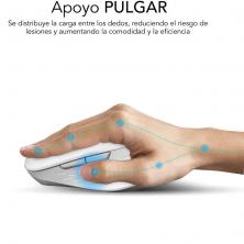 Ratón Ergonómico Inalámbrico por Bluetooth/ 2.4GHz Subblim Curve Ergo Dual Battery/ Batería recargable/ Hasta 1600 DPI/ Blanco