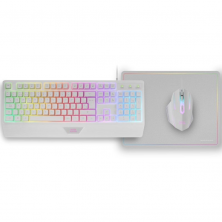 Pack Gaming Mars Gaming MCP124/ Teclado H-MECH  + Ratón Óptico + Alfombrilla/ Blanco