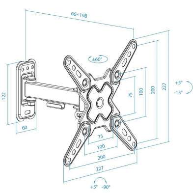 Soporte de Pared Extensible/ Giratorio/ Inclinable TooQ LP1343TN-B para TV de 13-43'/ hasta 20kg