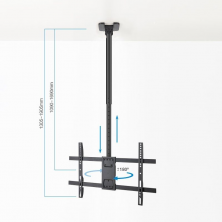 Soporte de Techo Giratorio/ Inclinable/ Nivelable TooQ LPCE1186TSLI-XL-B para TV de 43-86'/ hasta 60kg