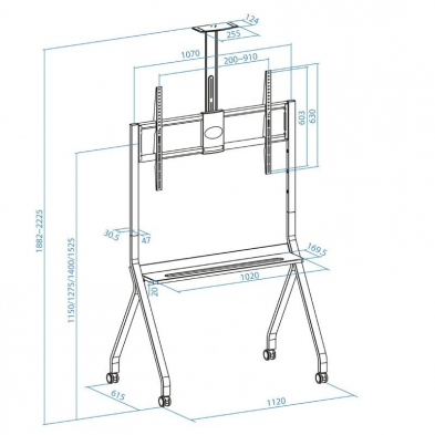Soporte de Suelo con Ruedas TooQ FS20208M-B para TV de 55-100'/ hasta 120kg