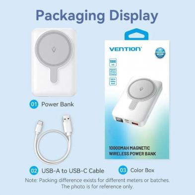 Powerbank 10000mAh Vention FHTB0/ 22.5W/ Wireless/ Negro