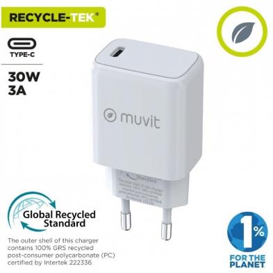 Cargador de Pared Muvit For Change MCACC0014/ 1xUSB Tipo-C/ 30W
