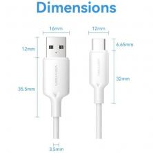 Cable USB 2.0 Tipo-C Vention CTQWF/ USB Tipo-C Macho - USB Macho/ Hasta 60W/ 480Mbps/ 1m/ Blanco