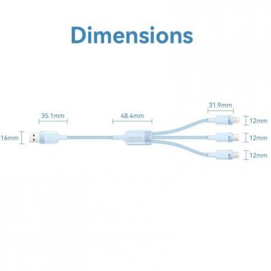 Cable USB 2.0 Lightning Vention CTRWG/ USB Macho/ USB Tipo-C Macho - MicroUSB Macho - Lightning Macho/ 1.5m/ Blanco