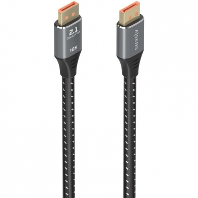 Cable DisplayPort 2.1 16K Aisens A158-0901/ DisplayPort Macho - DisplayPort Macho/ 80Gbps/ 1m/ Negro