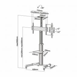 Soporte de Pie Inclinable con Ruedas Aisens FT70TRE-037 para TV 37-70'/ hasta 50kg - Imagen 5