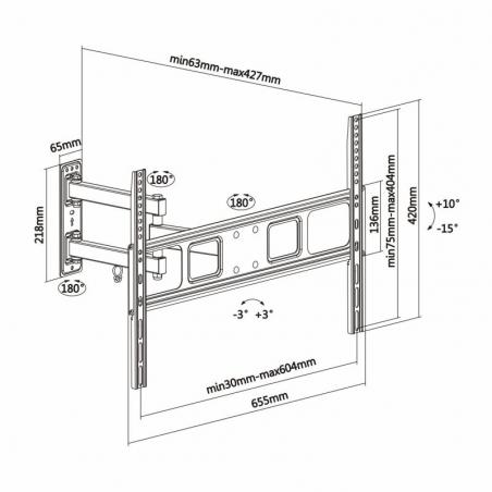Soporte de Pared Giratorio/ Inclinable/ Nivelable Aisens WT70TSLE-021 para TV de 37-70'/ hasta 35kg - Imagen 5