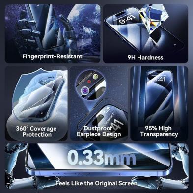 Pack de 2 Protectores de Pantalla de Cristal Templado Vention KUPTCB-20 para iPhone 16 Pro + Herramienta de Instalación Antipolv