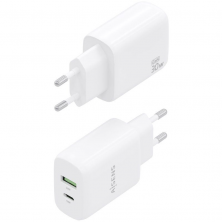 Cargador GaN de Pared Aisens A110-0923/ 1xUSB Tipo-C/ 1xUSB/ 30W/ Blanco