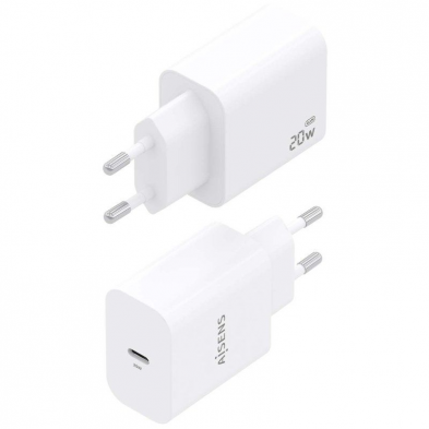Cargador de Pared GaN Aisens A110-0938/ 1xUSB Tipo-C/ 20W/ Blanco
