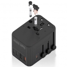 Cargador de Pared Universal GaN Aisens ASPS-2A3C09-BK/ Toma de Corriente Universal/ 3xUSB Tipo-C/ 2xUSB/ 35W