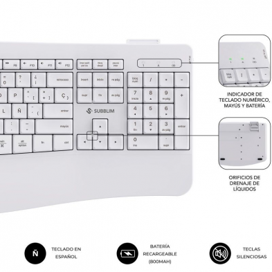 Teclado y Ratón Inalámbrico Subblim Combo Dual Office Prowave/ Blanco