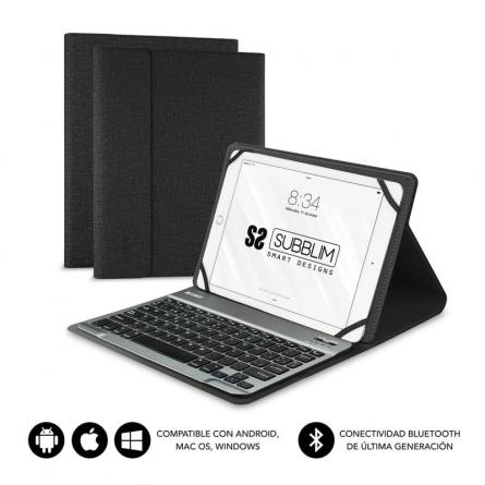 Funda con Teclado Subblim Keytab Pro Bluetooth para Tablets de 10.1'/ Negra - Imagen 1