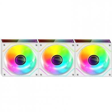 Pack 3 Ventiladores Mars Gaming MF-3DPROKIT/ 12cm + HUB + Mando a Distancia/ ARGB/ Blanco