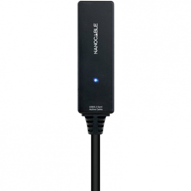 Cable Alargador USB Tipo-C 3.2 con Amplificador Nanocable 10.01.1311/ USB Tipo-C Macho - USB Tipo-C Hembra/ 5m/ Negro
