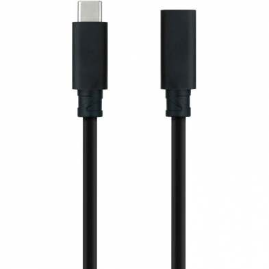 Cable Alargador USB Tipo-C 3.2 Nanocable 10.01.4500/ USB Tipo-C Macho - USB Tipo-C Hembra/ 50cm/ Negro