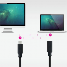 Cable Alargador USB Tipo-C 3.2 Nanocable 10.01.4501/ USB Tipo-C Macho - USB Tipo-C Hembra/ 1m/ Negro