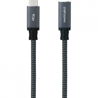 Cable Alargador USB Tipo-C 3.2 Nanocable 10.01.4501-COMB/ USB Tipo-C Macho - USB Tipo-C Hembra/ 1m/ Negro