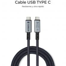 Cable USB 4.0 Tipo-C Subblim Cable High/ USB Tipo-C Macho - USB Tipo-C Macho/ Hasta 240W/ 1.5m/ Negro