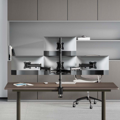 Soporte de Mesa para 4 Monitores y TV Aisens DT27TSR-379/ Giratorio/ Inclinable/ hasta 8kg