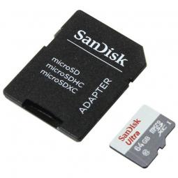 Tarjeta de Memoria SanDisk Ultra 64GB microSD XC con Adaptador/ Clase 10/ 100MB/s - Imagen 1