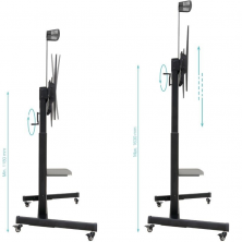 Soporte de Suelo Inclinable con Ruedas TooQ FS20406HM-B para TV de 60-100'/ hasta 120kg