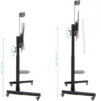 Soporte de Suelo Inclinable con Ruedas TooQ FS20406HM-B para TV de 60-100'/ hasta 120kg