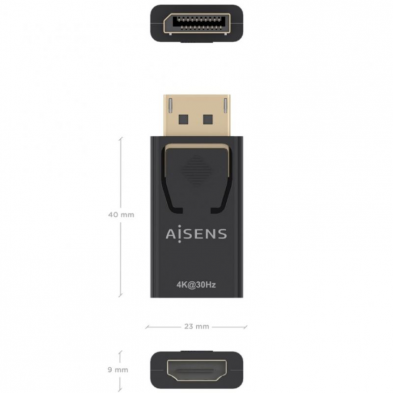 Conversor Aisens A125-0949/ DisplayPort Macho - HDMI Hembra/ Negro