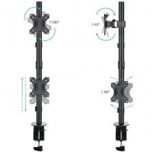 Soporte de Mesa para 2 Monitores TooQ DB1233TNV-B/ Giratorio/ Inclinable/ hasta 8kg