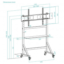 Soporte de Suelo Ajustable con Ruedas TooQ FS20105M-B para TV de 60-105'/ hasta 120kg