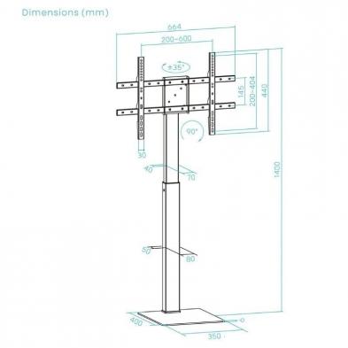 Soporte de Suelo Giratorio/Rotable TooQ FS2286M-B para TV 37-70'/ hasta 40kg