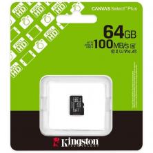 Tarjeta de Memoria Kingston CANVAS Select Plus 64GB microSD XC/ Clase 10/ 100MBs