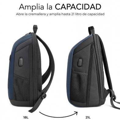 Mochila Subblim Xpand Air Padding Backpack para Portátiles hasta 15.6'/ Puerto USB/ Azul