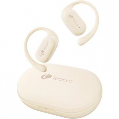 Auriculares Deportivos Bluetooth Leotec Open Air Zenith Sport con estuche de carga/ Autonomía 6.5h/ Beige