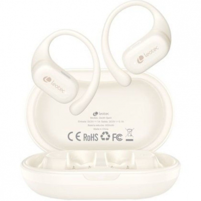 Auriculares Deportivos Bluetooth Leotec Open Air Zenith Sport con estuche de carga/ Autonomía 6.5h/ Beige