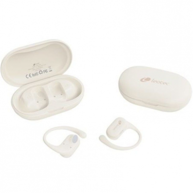 Auriculares Deportivos Bluetooth Leotec Open Air Zenith Sport con estuche de carga/ Autonomía 6.5h/ Beige